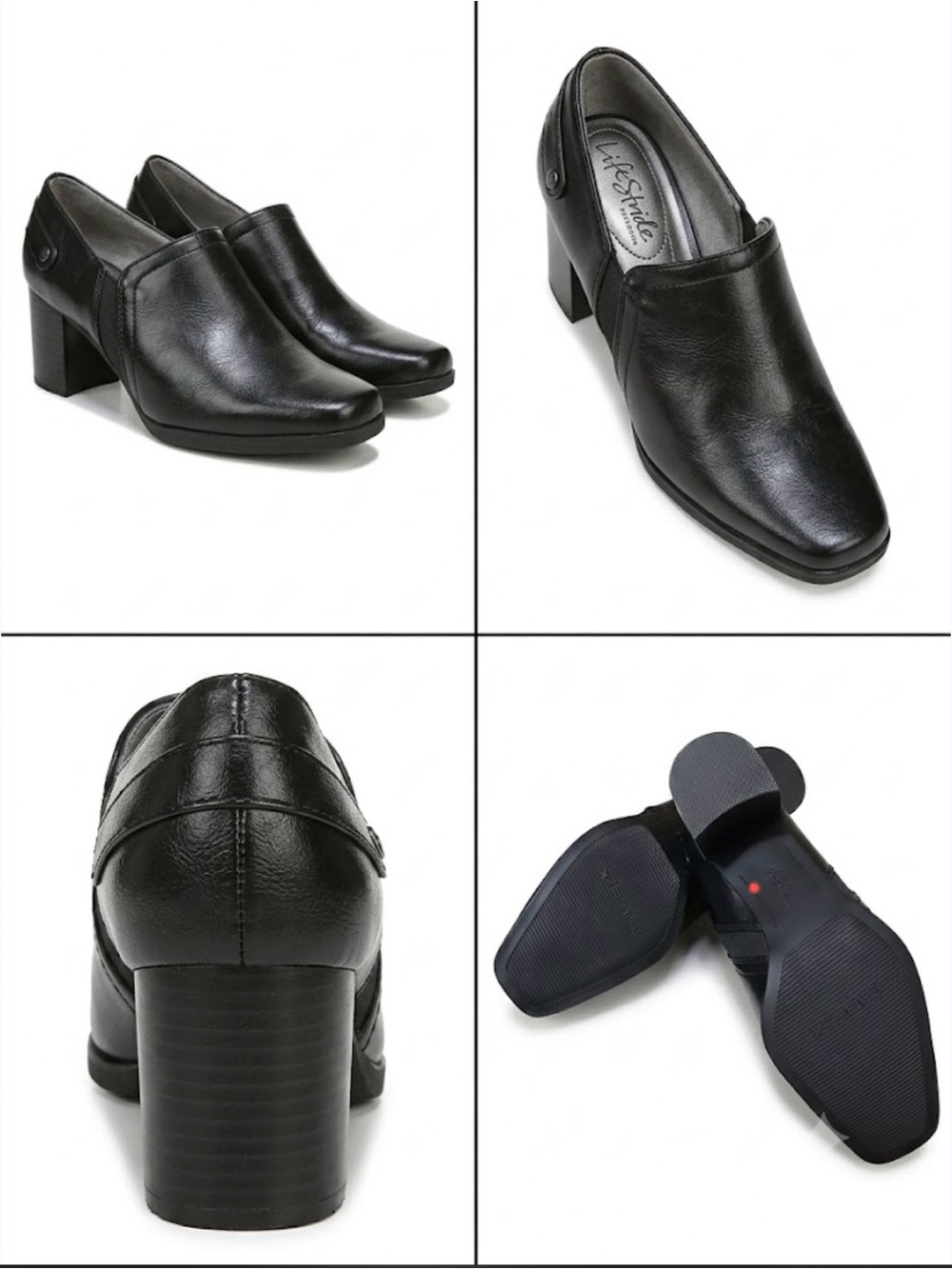 Life Stride Block Heel Slip-On Pumps - Black 7M